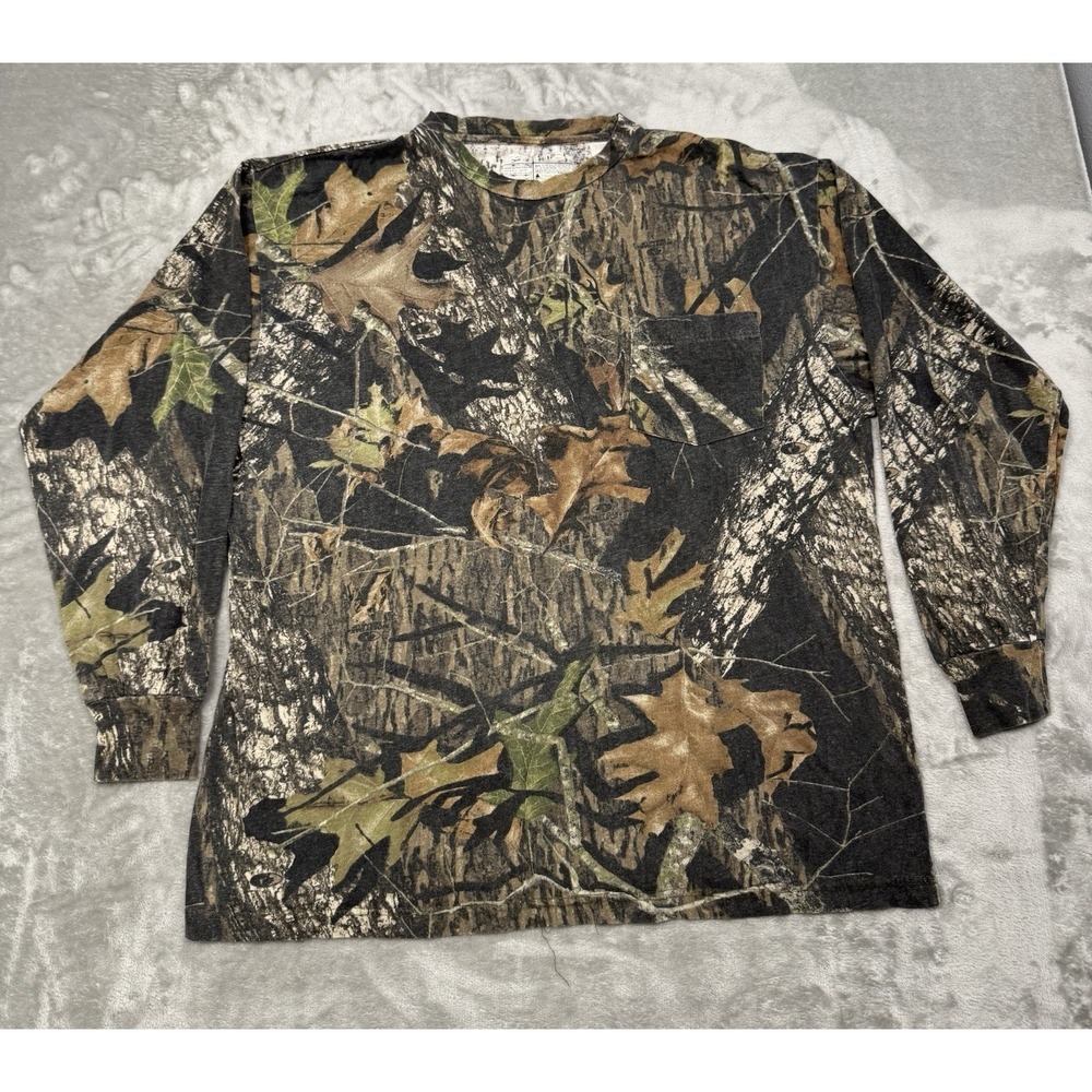 Red Head Camo Shirt Mens Large Long Sleeve Break Up Tree Cotton Hunting Outdoors